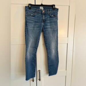 Current/Elliott Jeans Cuffed Skinny Envy Blue Distressed Women's 26 (28 x 28)